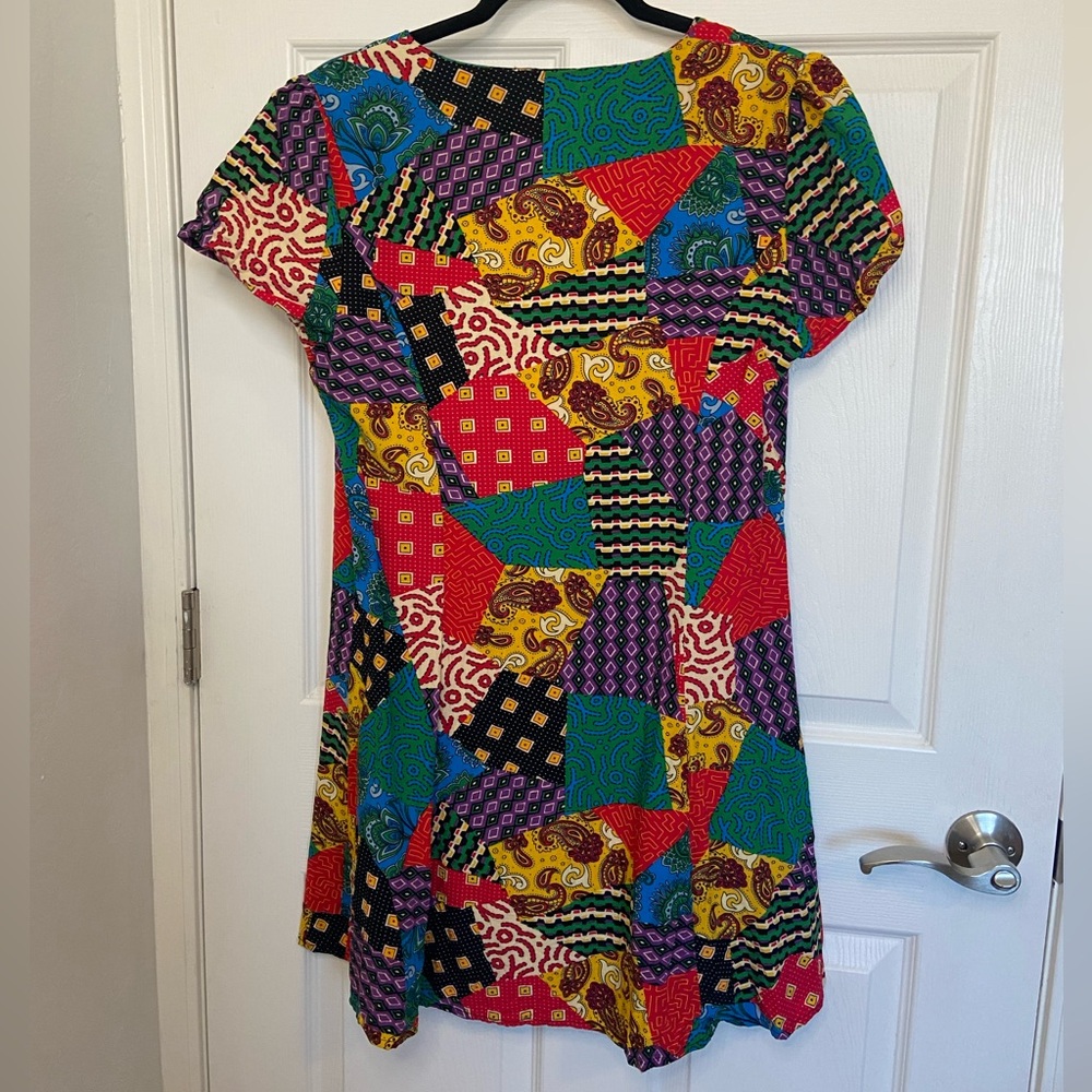 Dangerfield Patchwork Style Rainbow Button Up Dre… - image 5